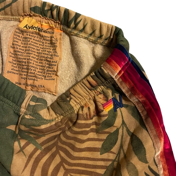 Aviator Nation Jungle Tiger Print Joggers with velvet Stripes size L EXCELLENT - Picture 4 of 5